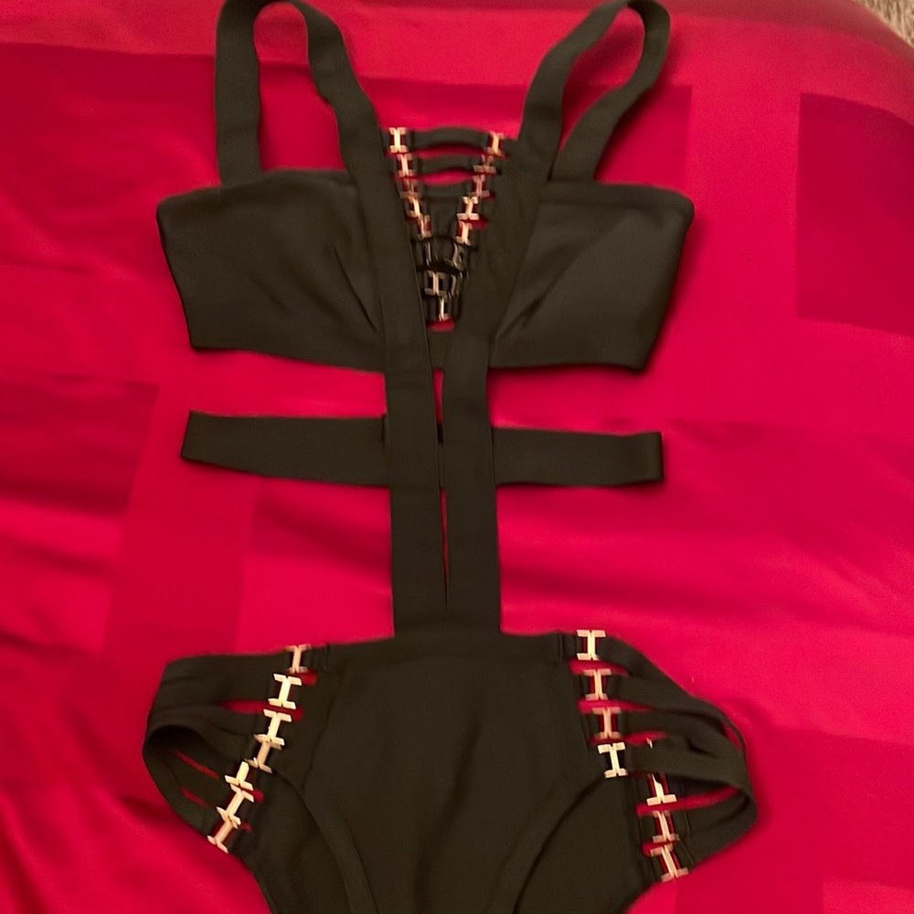 Black and gold swimsuit